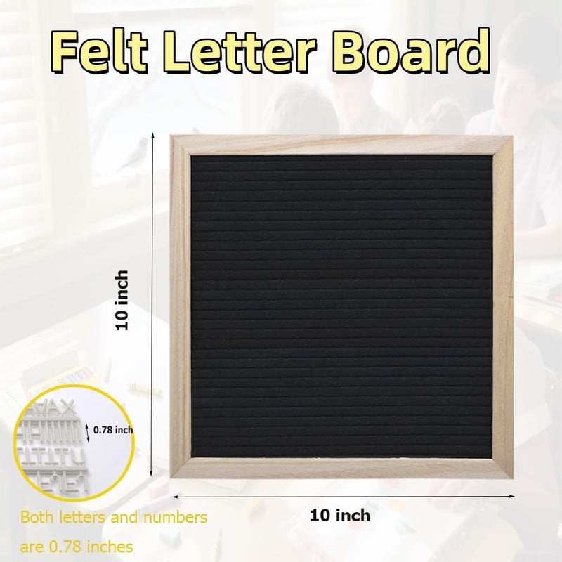 INTOMYTH Felt Letter Board with 294 Letters Numbers & Symbols, First Day of School Board, 10x10 Inches, Changeable Message Board with Wooden Frame Wall Mount Hook (Black) - Image 2